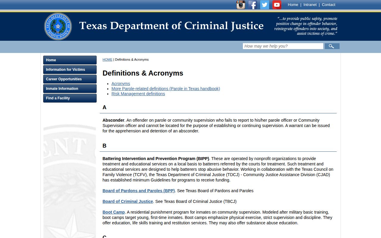 Texas TDCJ projected release date definition