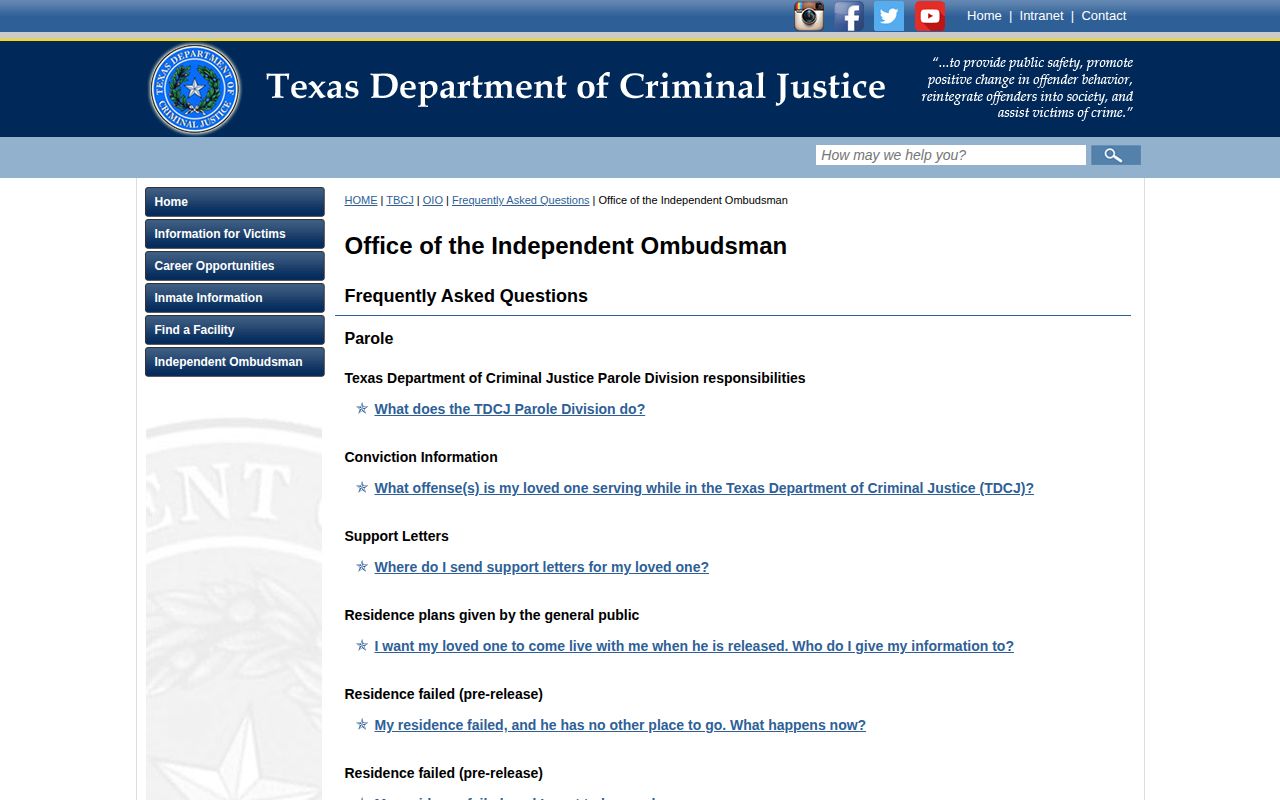 TDCJ scheduled release date and location guidance